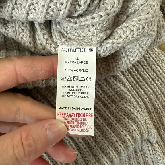 PrettyLittleThing Plus Grey Round Neck Side Split Jumper XL - Picture 7 of 9